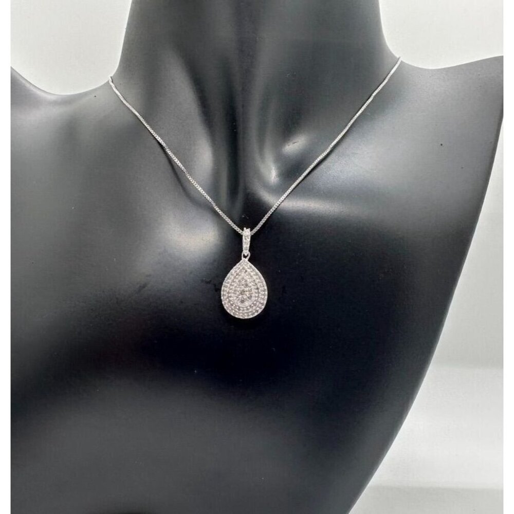 Stunning Pear Cut 1/2 Ct Diamond Necklace - Natural Diamonds in Sterling Silver - Picture 3 of 10